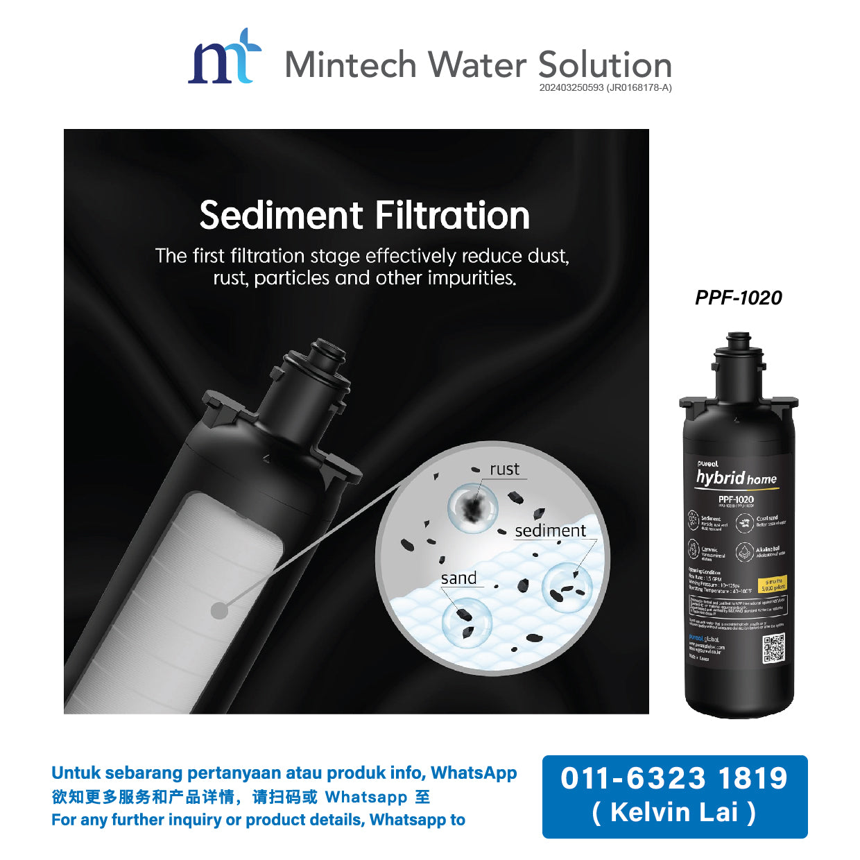 (01) Pureal Hybrid Home With Sediment Filter Residential Under Sink Water Filter System (10 inch - up to 37800 Liters filtration)