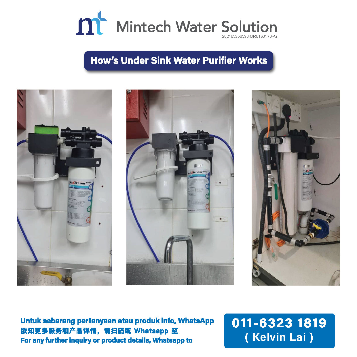 (01) Pureal Maxtream Hybrid Commercial Under Sink Water Filter System (up to 56700 Liters filtration)