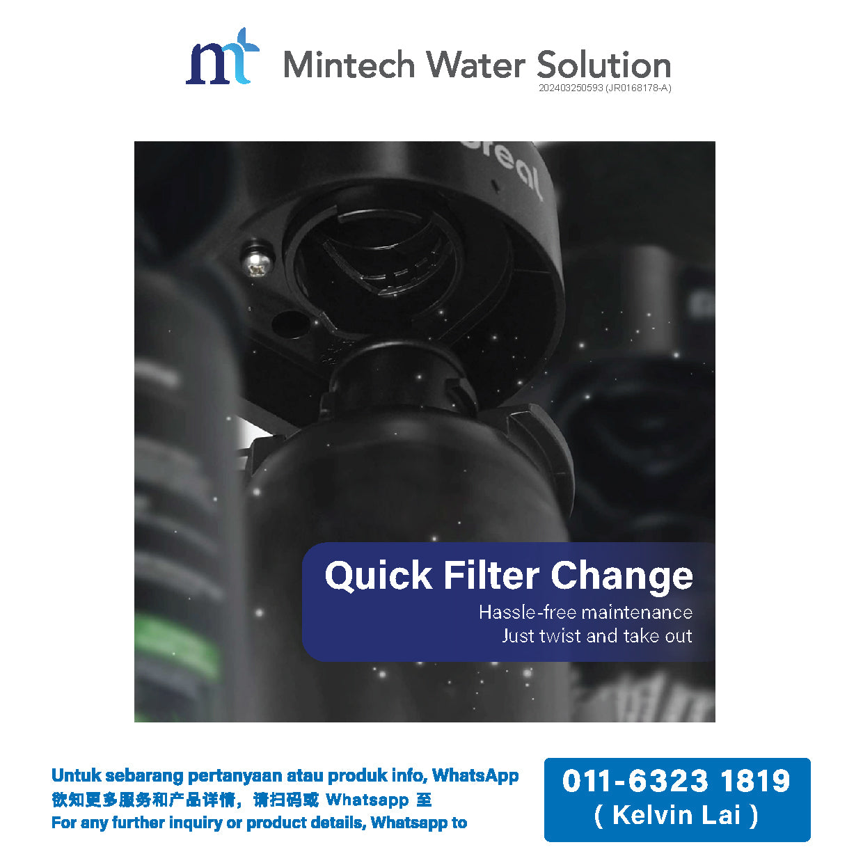 (01) Pureal Maxtream Hybrid Commercial Under Sink Water Filter System (up to 56700 Liters filtration)
