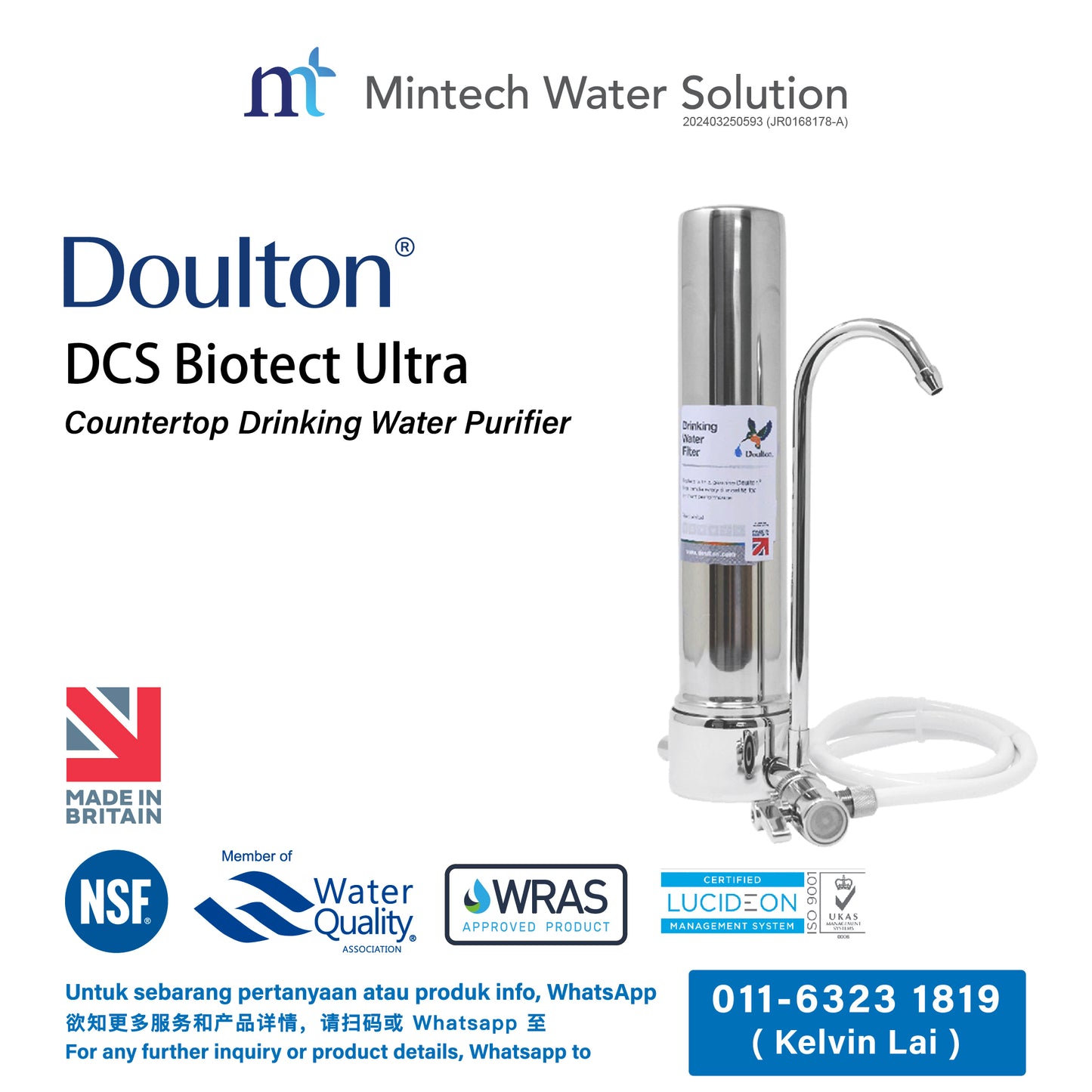 (01) Doulton DCS Biotect Ultra Countertop Drinking Water Purifier