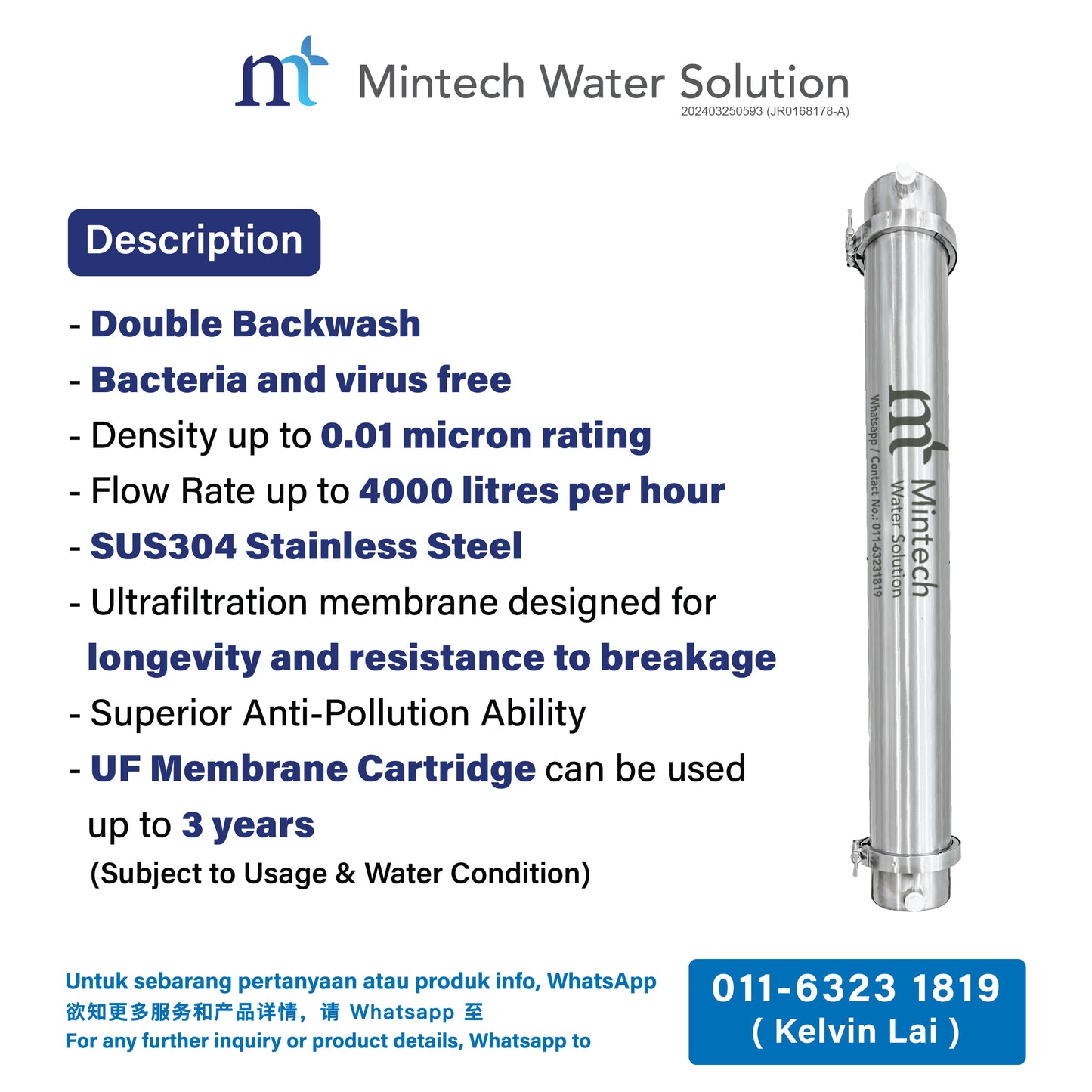 (02) Outdoor Filter Klaro Ultra Membrane Filtration with Double Backwash (4000L per hour) [Free installation within KL and Selangor area]