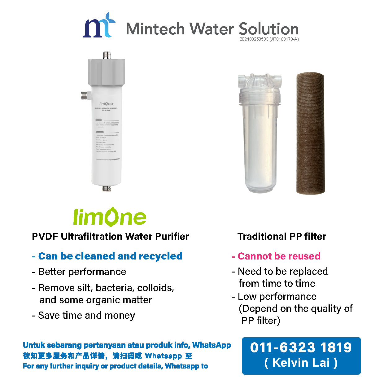 Limone PVDF Ultrafiltration Water Purifier (600 Liter / hour)