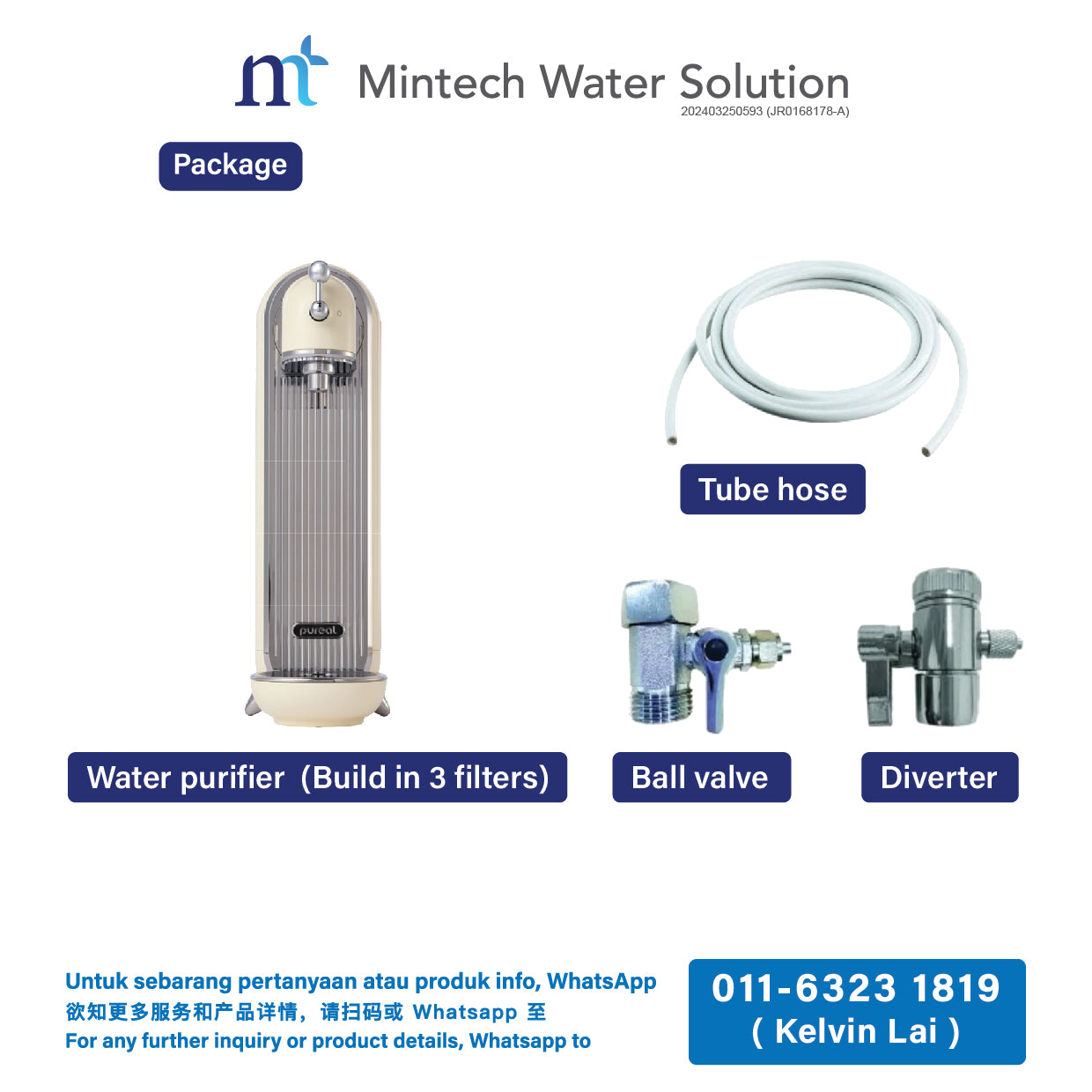 (01) Pureal Tankless Line Changer Premium Water Purifier (Ambient Water)
